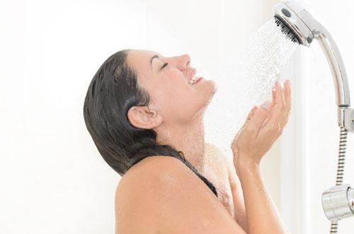 Woman showering 